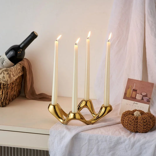 CERAMIC CANDLEABRA GOLD