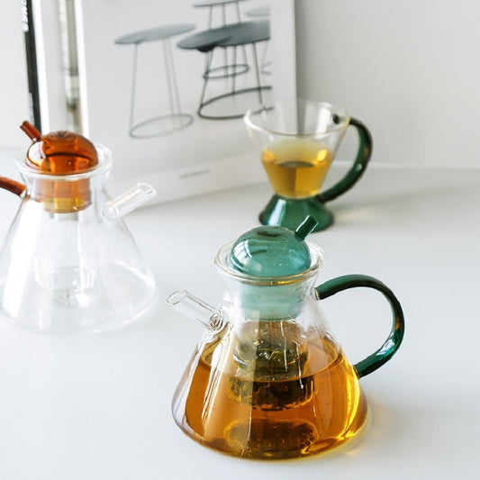 COLORED GLASS TEAPOT