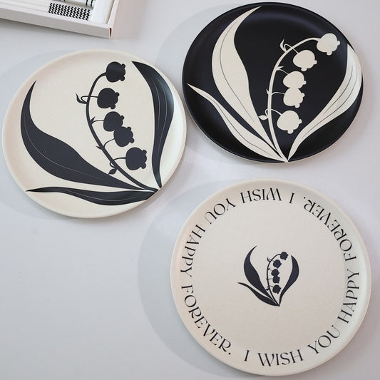 BLACK FLOWER BAMBOO PLATE