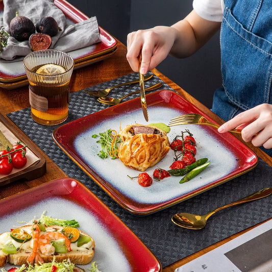 SQUARE PLATE SET GREEN