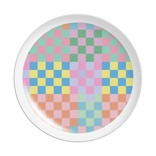 COLORED GRIDS BAMBOO PLATE