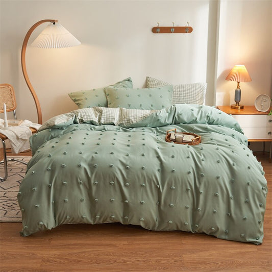MINT COLOR POMPOM BEDDING - CASA PAPAYA | HOME