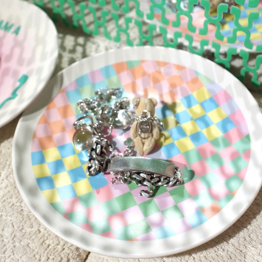 COLORED GRIDS BAMBOO PLATE