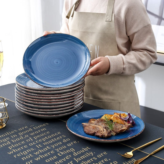 BLUE HANDPAINTED PLATE SET - CASA PAPAYA | HOME