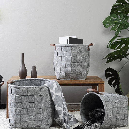 GREY FELT BASKET SET - Casa Papaya