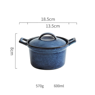 BLUE CERAMIC SOUP BOWL