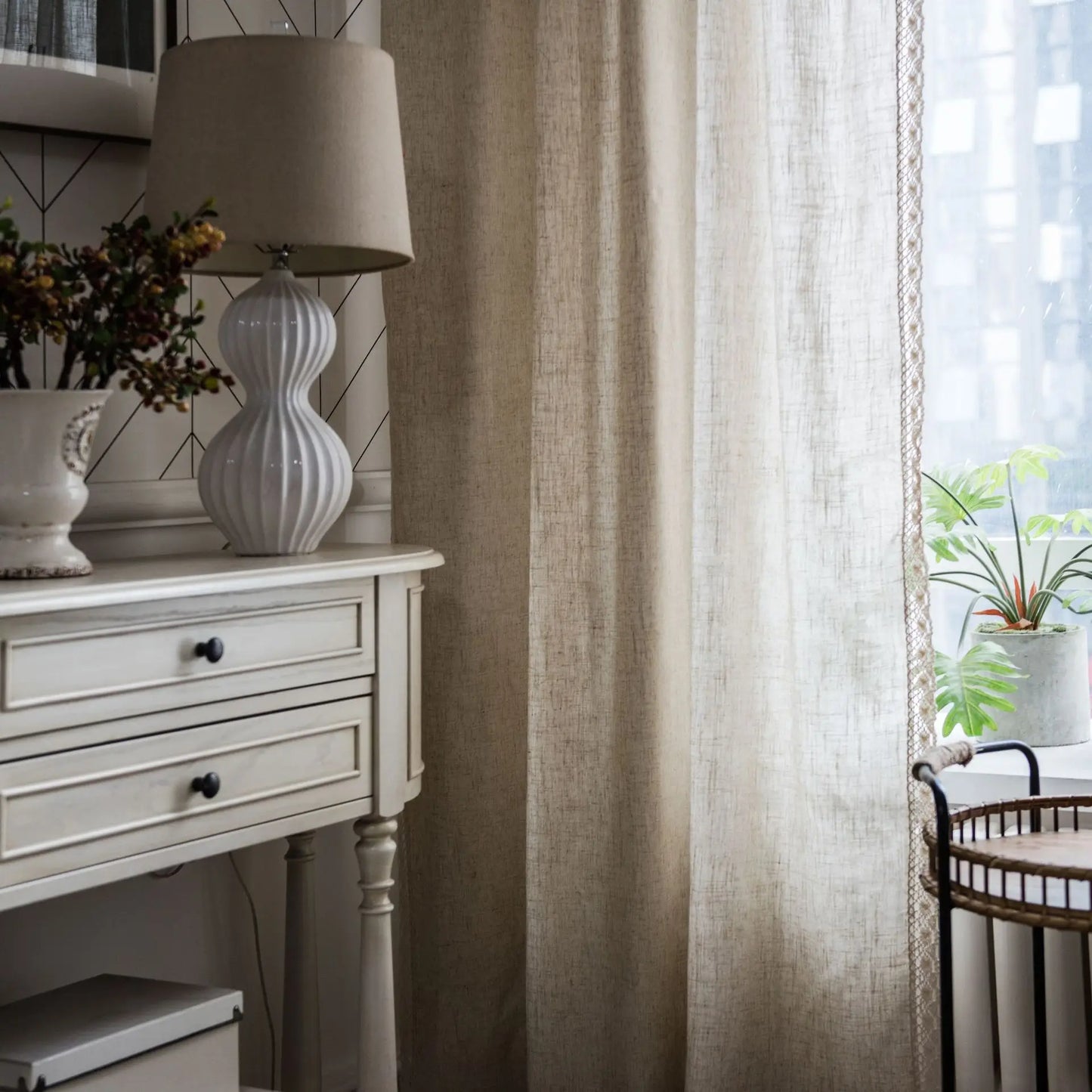 LINEN-LOOK CURTAIN TILL