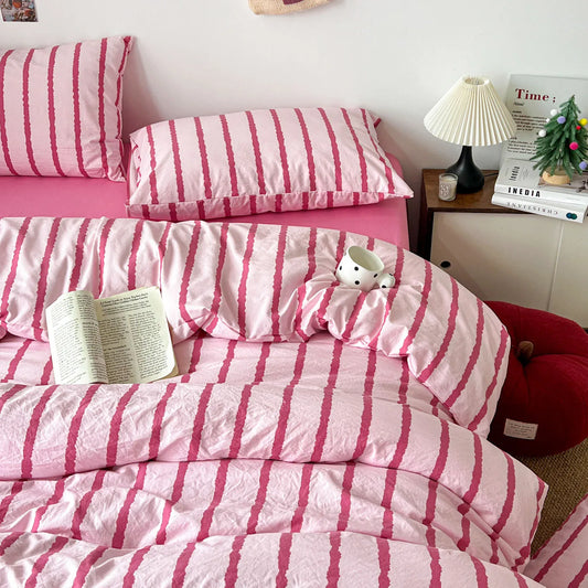 PINK STRIPED COVER SET