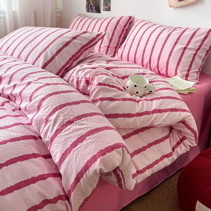 PINK STRIPED COVER SET