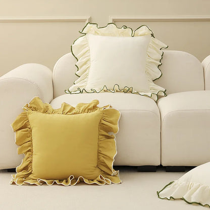 Cotton Ruffles Pillow Cover Light