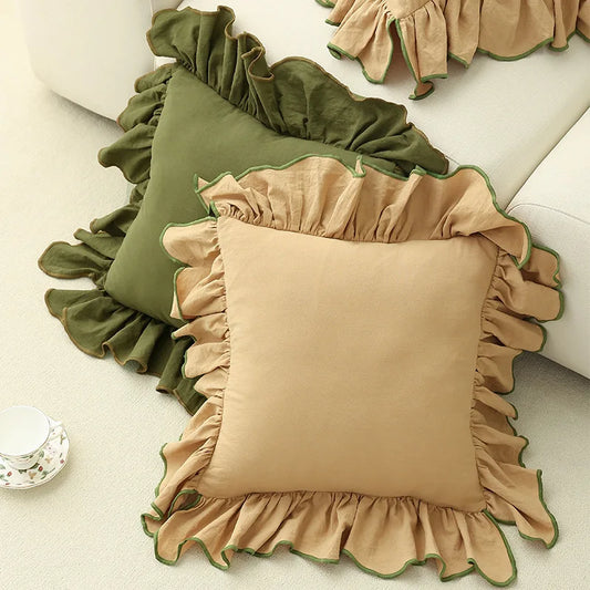 RUFFLES CUSHION COVER EARTH