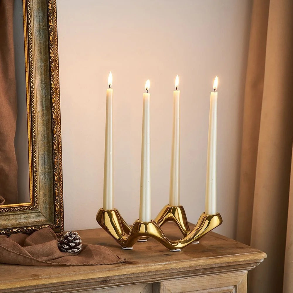 CERAMIC CANDLEABRA GOLD