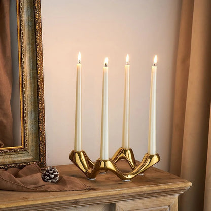 CERAMIC CANDLEABRA GOLD