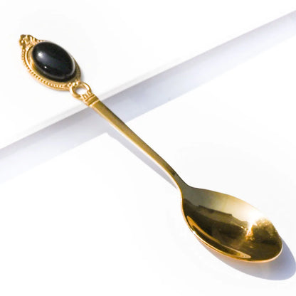 GOLDEN COFFEE SPOON OBSIDIAN