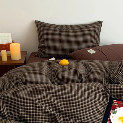 COTTON COVER SET BLACK GRID