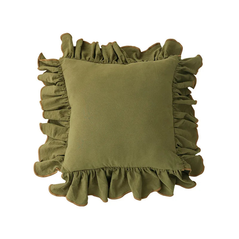 Cotton Ruffles Pillow Cover Light