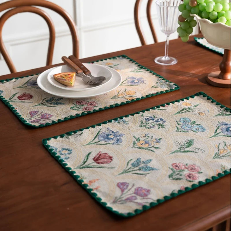 FLOWER JACQUARD TABLE MAT 4 PCS