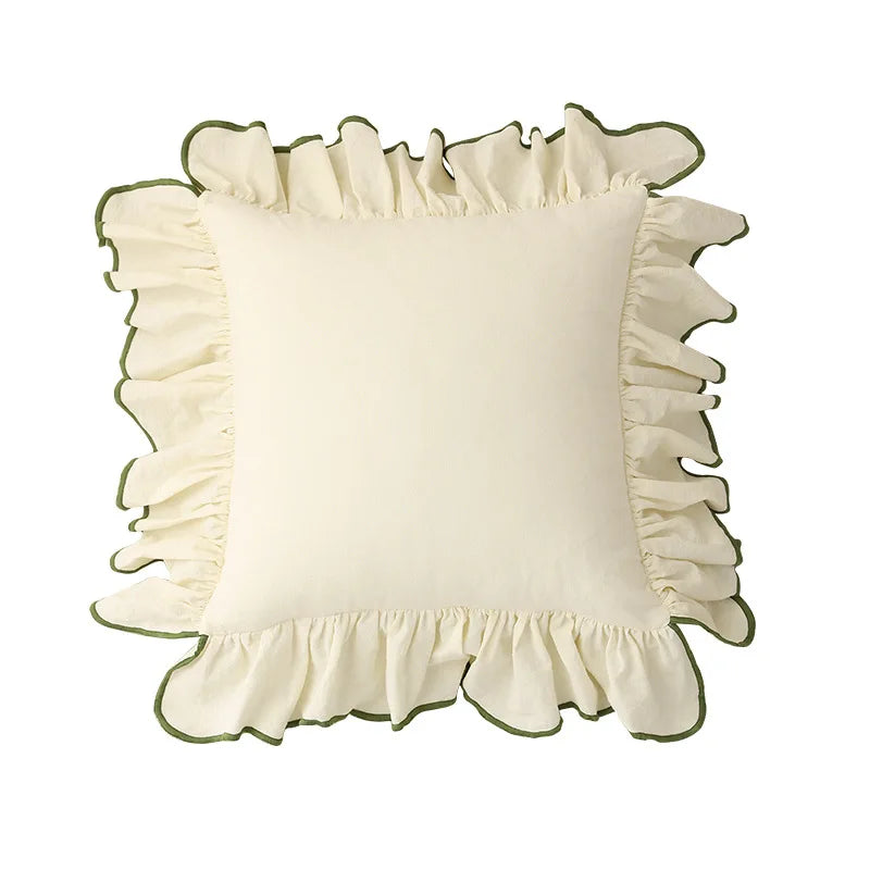Cotton Ruffles Pillow Cover Light