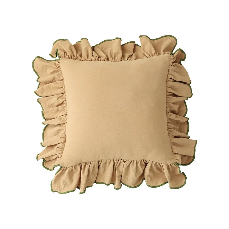 Cotton Ruffles Pillow Cover Light