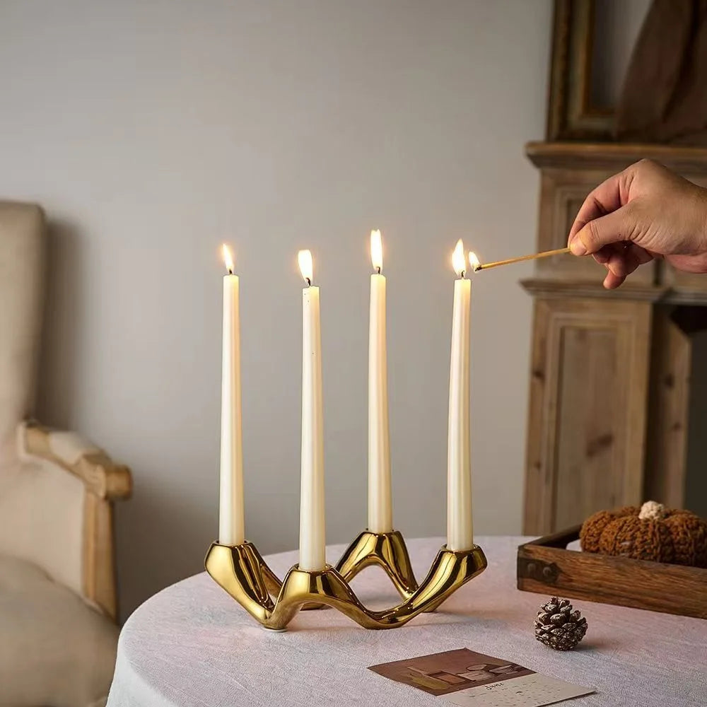 CERAMIC CANDLEABRA GOLD