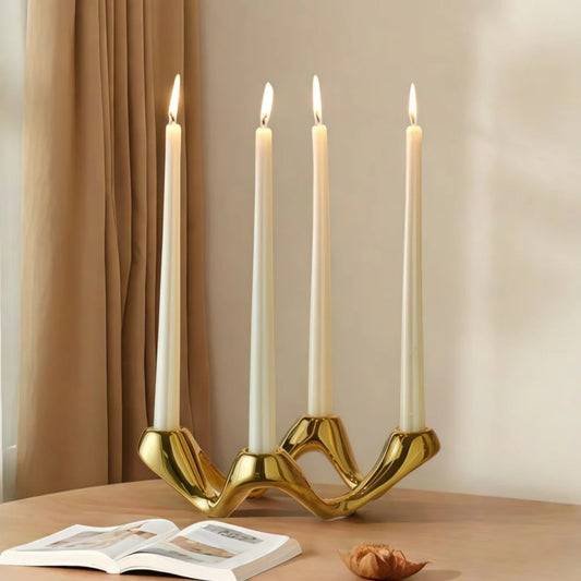CERAMIC CANDLEABRA GOLD