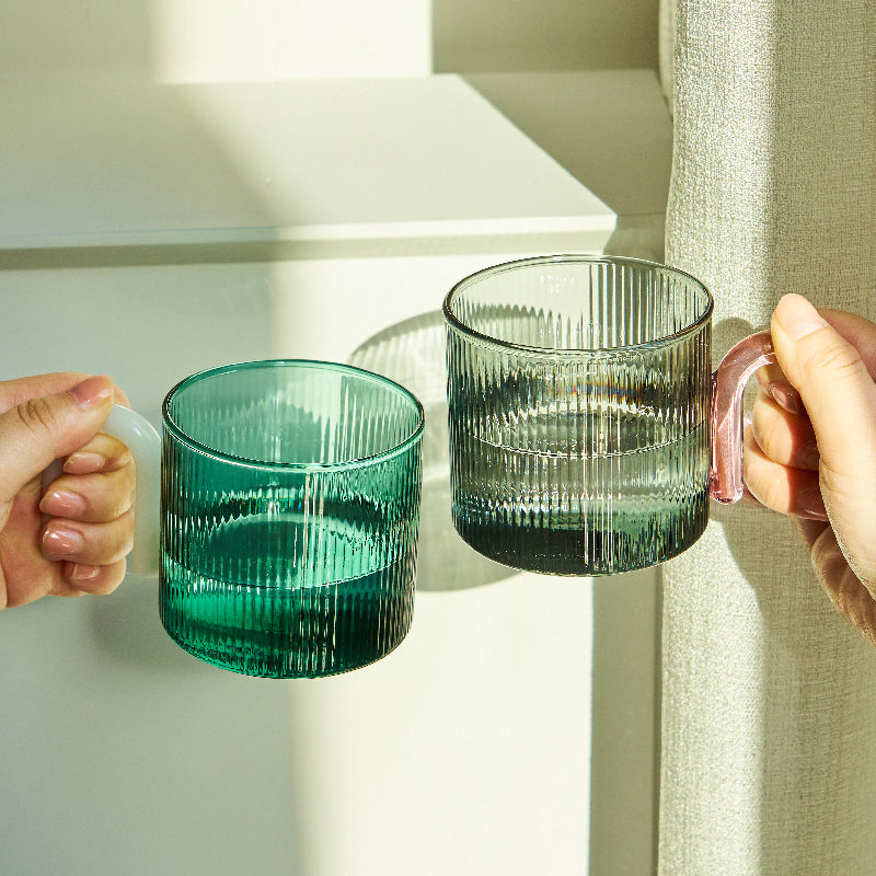 CLEAR RIPPLED GLASS MUG - CASA PAPAYA | HOME