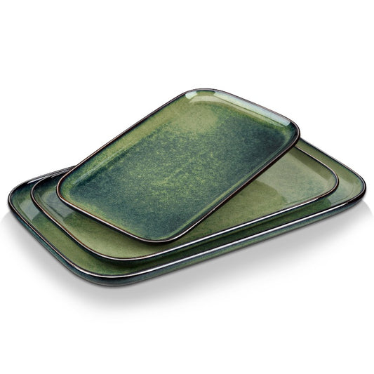 GREEN GLAZED PLATE SET