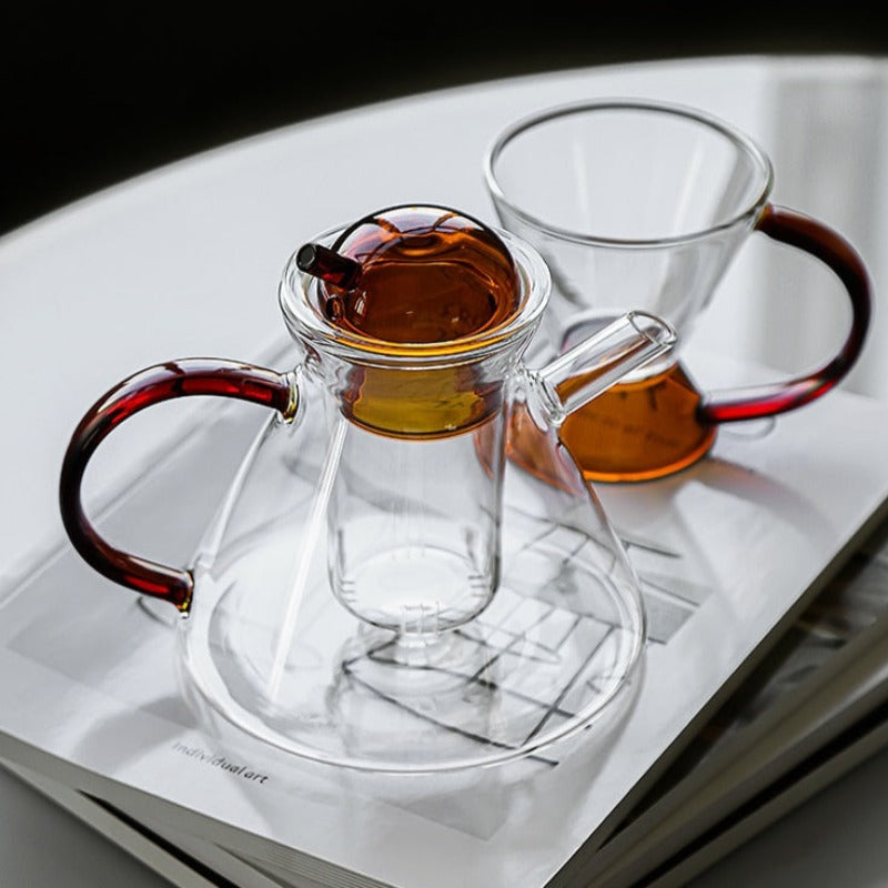 Glass Pitcher with Cup Lid Kettle Glass Set Teaware Teapots