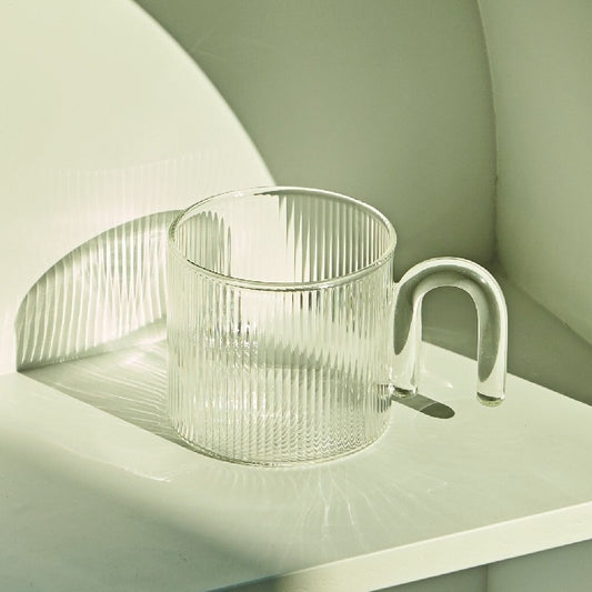 CLEAR RIPPLED GLASS MUG - CASA PAPAYA | HOME