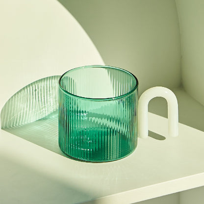 GREEN RIPPLED GLASS MUG - CASA PAPAYA | HOME