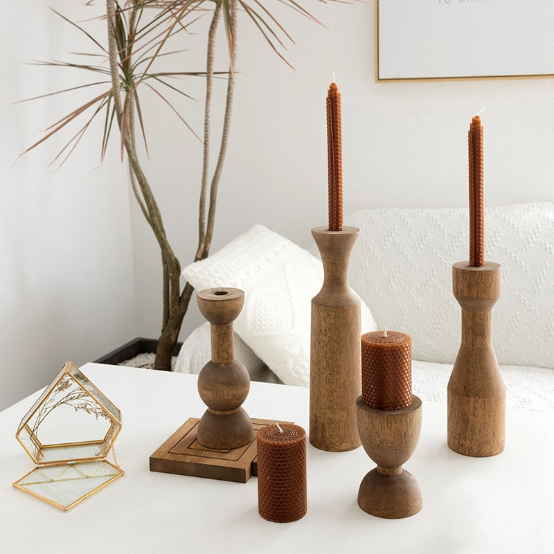 WOOD CANDLE HOLDER - Casa Papaya