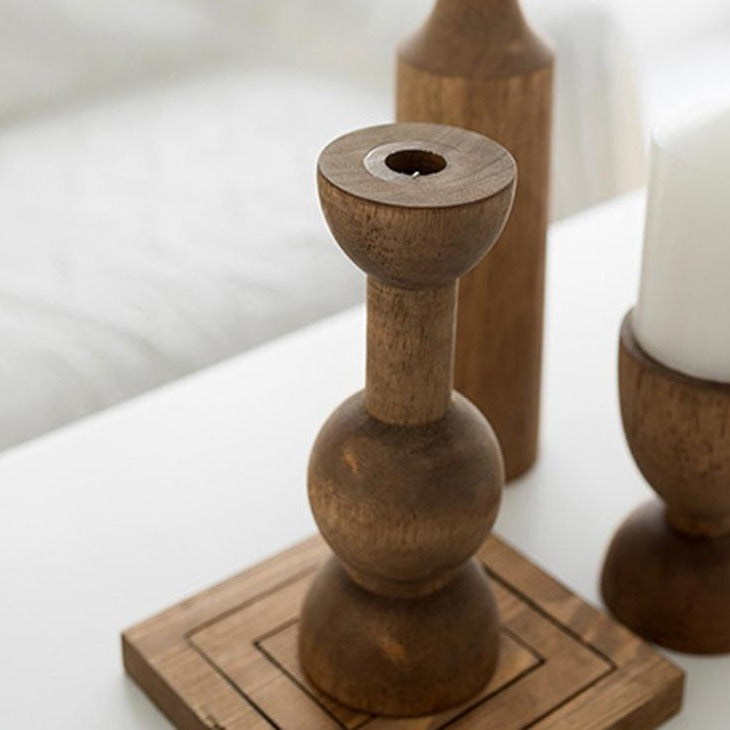 WOOD CANDLE HOLDER - Casa Papaya