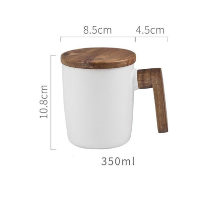 WOODEN HANDLE MUG WHITE - Casa Papaya