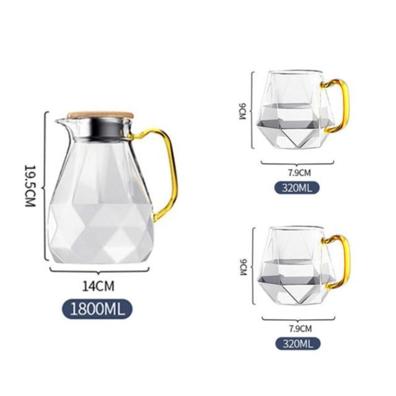 DIAMOND GLASS TEAPOT SET - CASA PAPAYA | HOME