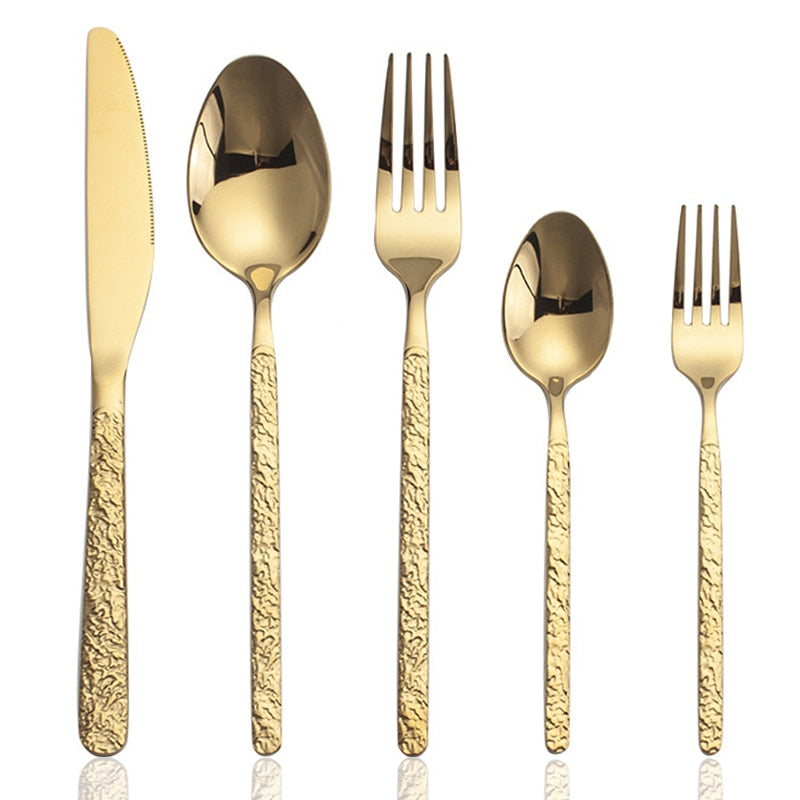 HAMMERED CUTLERY  SET - CASA PAPAYA | HOME